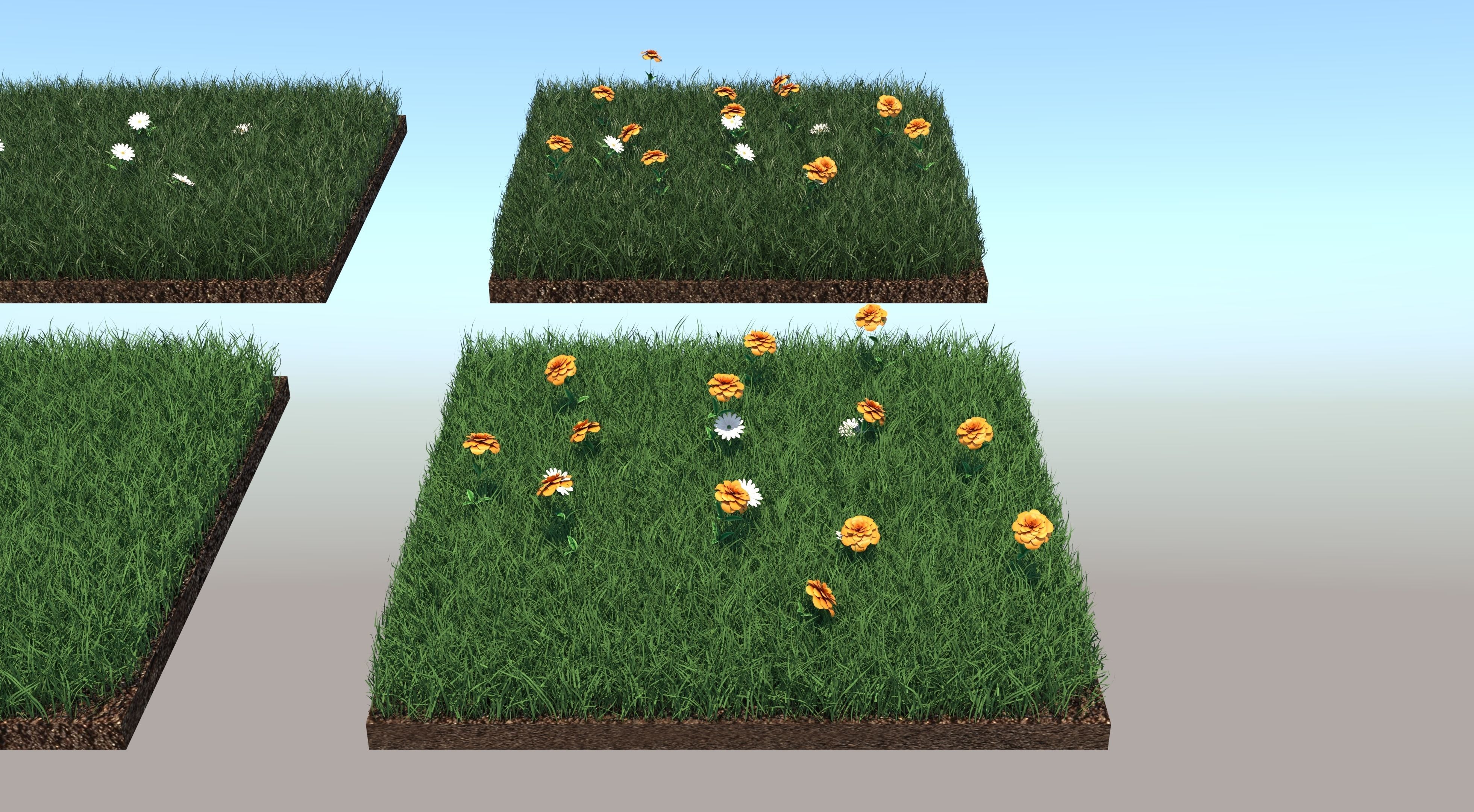Grass Collection five squares 3D model_2
