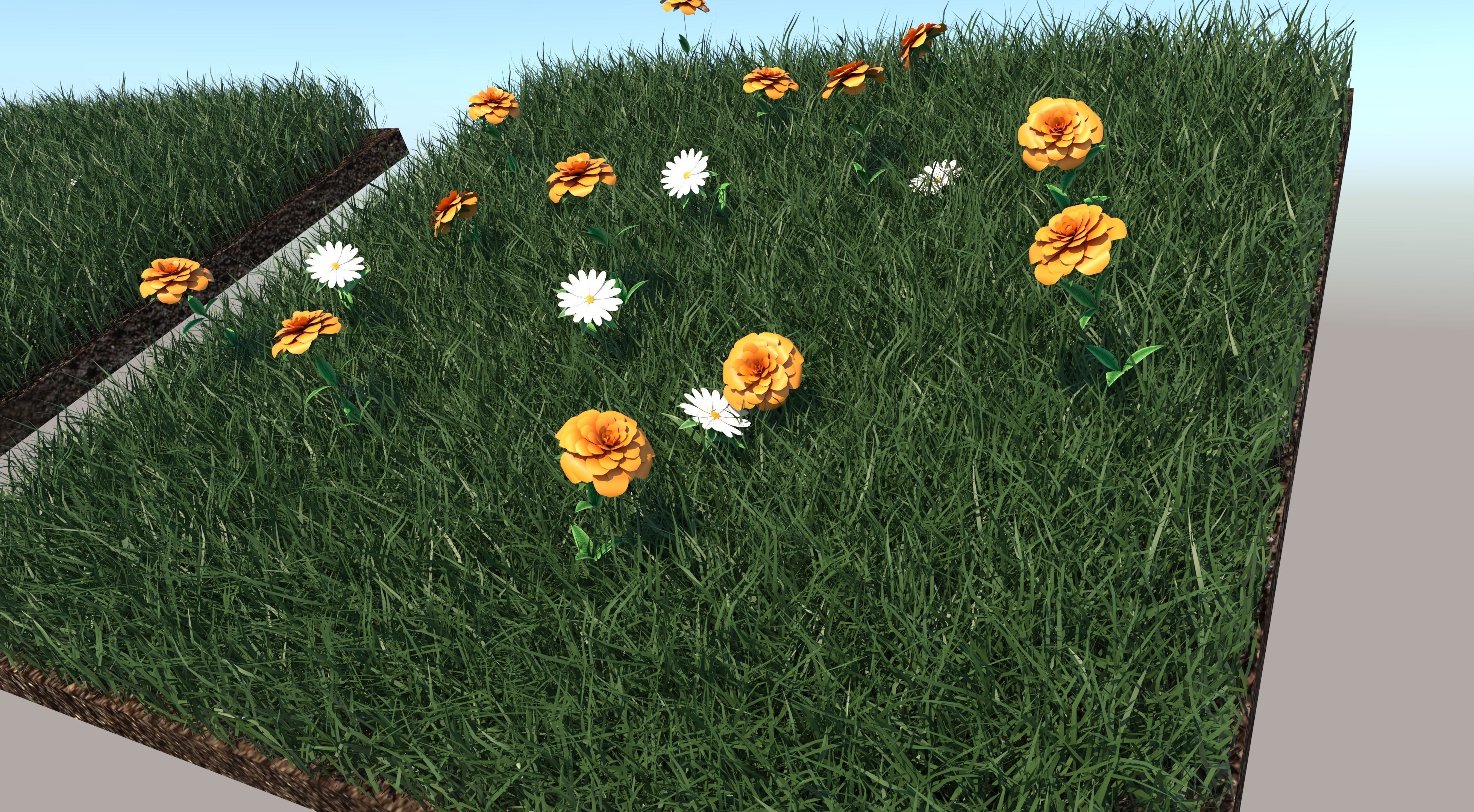 Grass Collection five squares 3D model_7