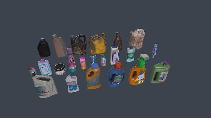Low poly bottles pack Low-poly 3D model