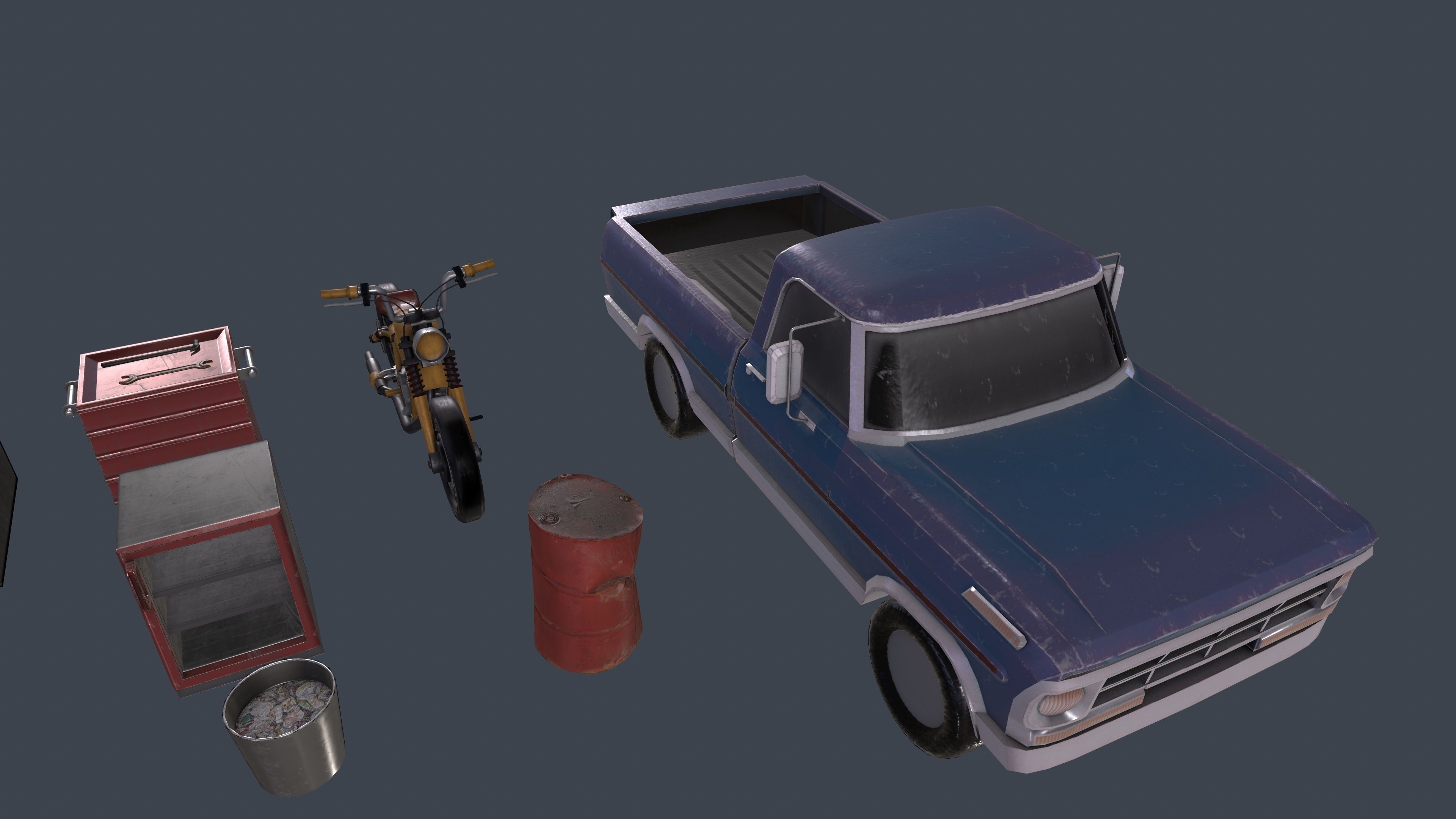 Low poly garage pack Low-poly 3D model_1