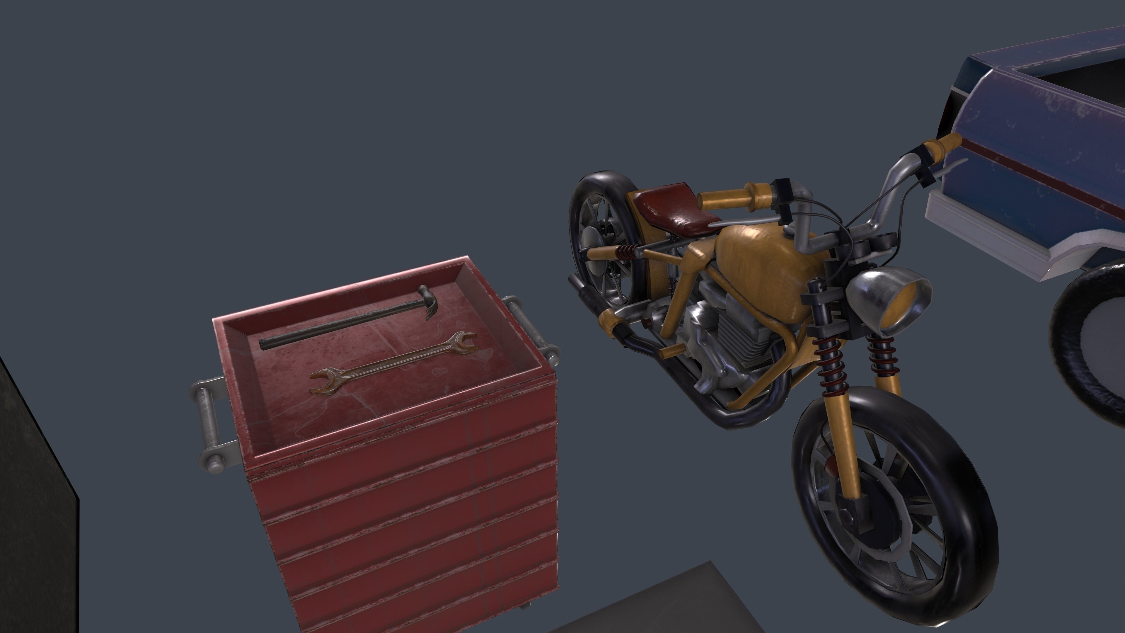 Low poly garage pack Low-poly 3D model_2