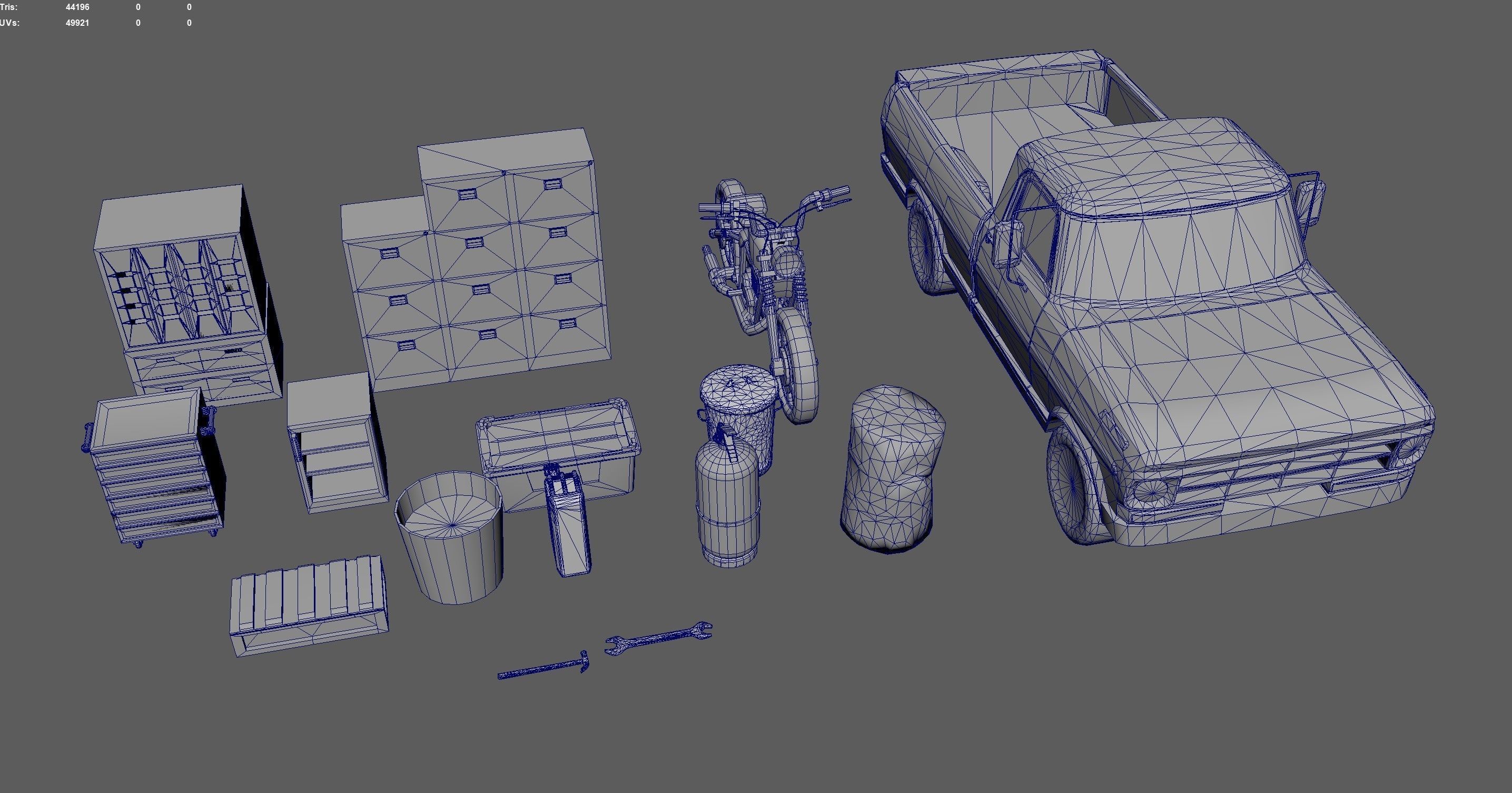 Low poly garage pack Low-poly 3D model_5