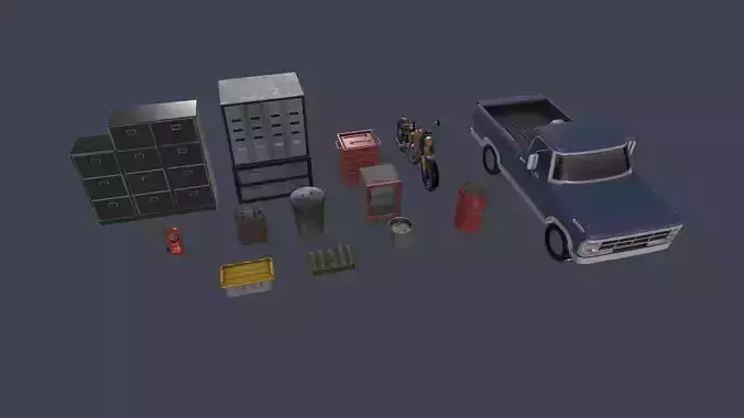 Low poly garage pack