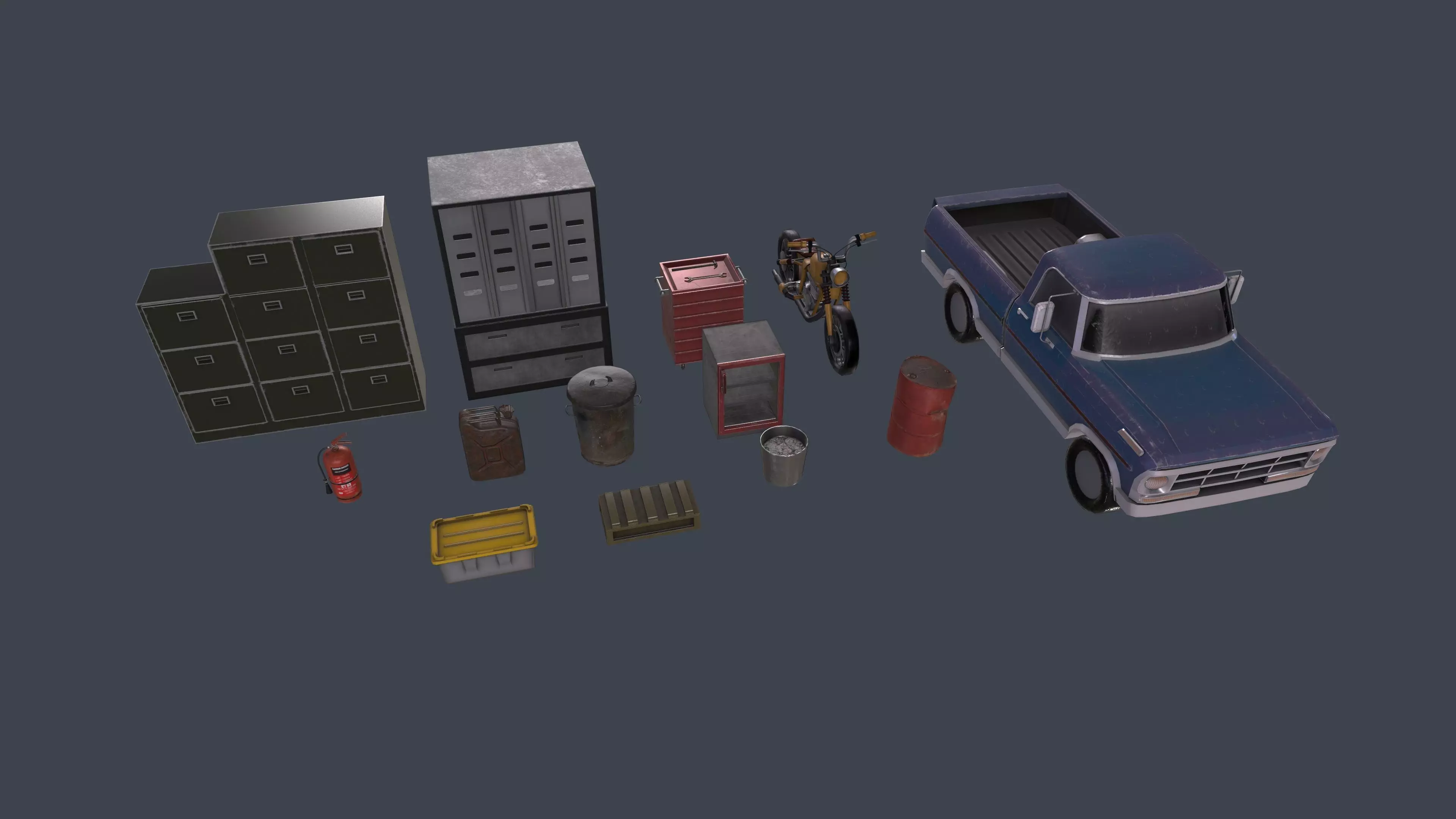 Low poly garage pack Low-poly 3D model_0