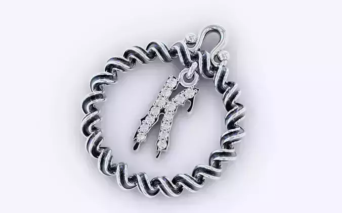 Alphabet Pendant Necklace Letter K 3D print model