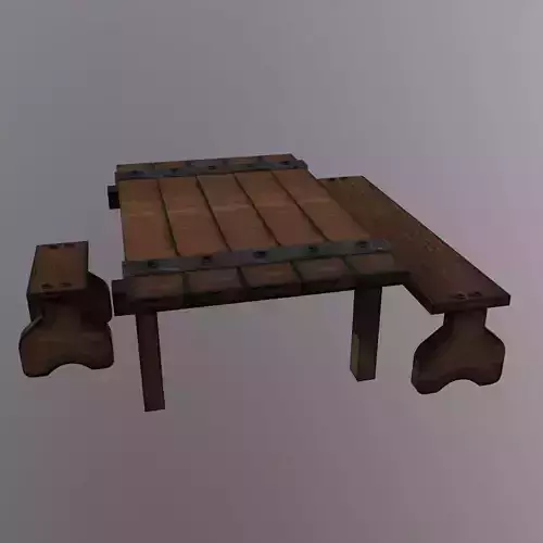 Old Table and Chair - Game Ready - Low Poly PBR 3D Model Low-poly 3D model