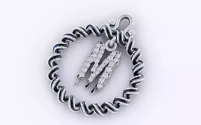 Alphabet Pendant Necklace Letter M 3D print model