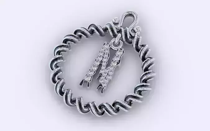 Alphabet Pendant Necklace Letter N 3D print model