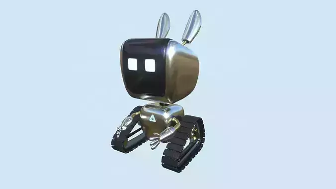 Cute Robot 05 Aluminum - Character SciFi Design Low-poly 3D model