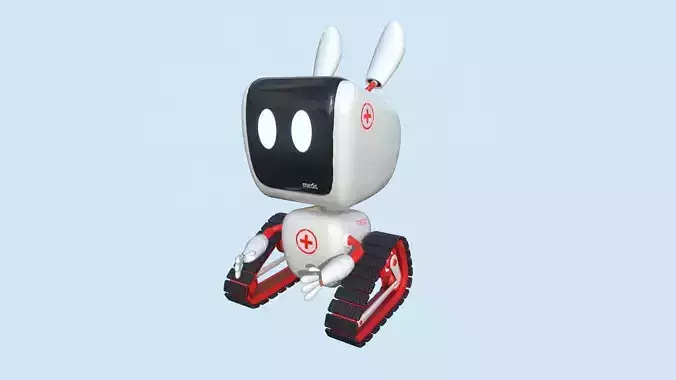 Cute Robot 08 - Medic Rescue - Character SciFi Design Low-poly 3D model