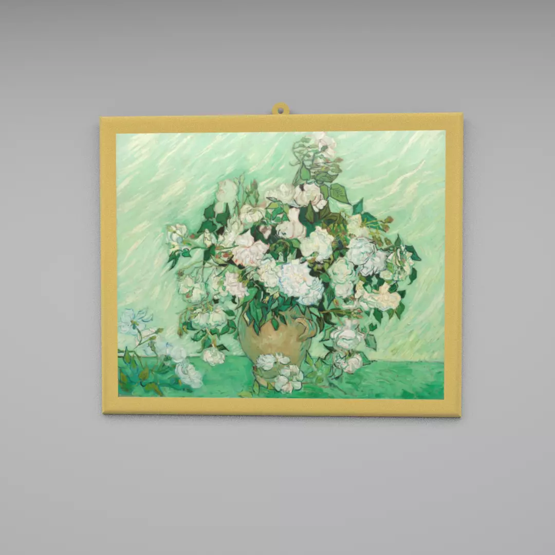 Roses painting by van gogh Low-poly 3D model