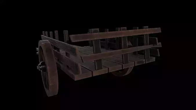 Old Cart Game Ready - Low Poly PBR 3D Model Low-poly 3D model 5