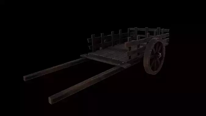 Old Cart Game Ready - Low Poly PBR 3D Model Low-poly 3D model 2