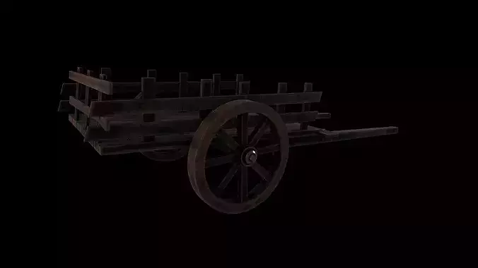 Old Cart Game Ready - Low Poly PBR 3D Model Low-poly 3D model 4