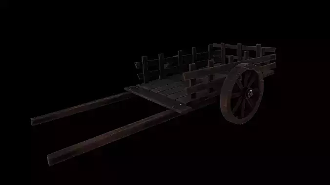 Old Cart Game Ready - Low Poly PBR 3D Model Low-poly 3D model 6