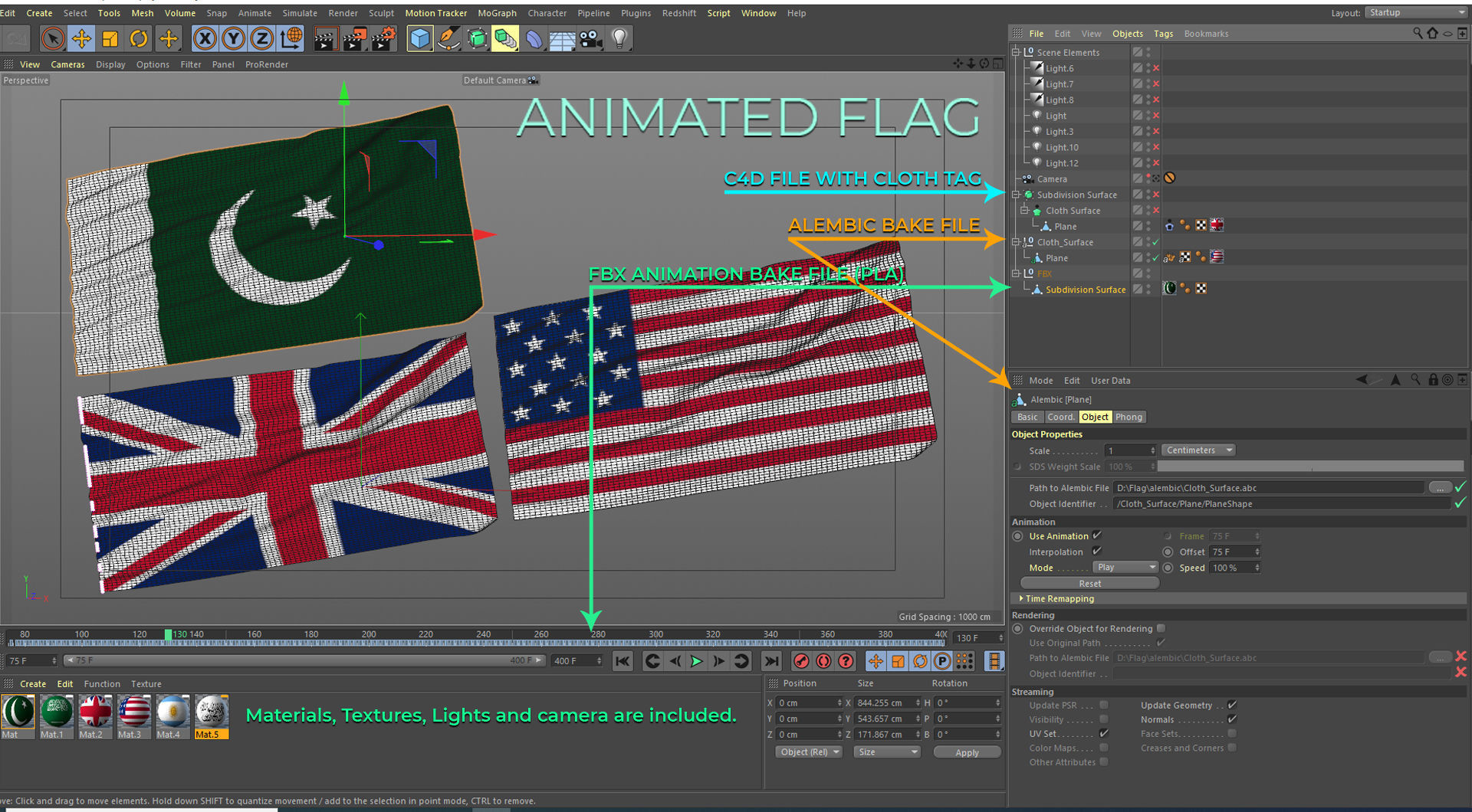 Animated Flag- Transitional Flag  3D model_4