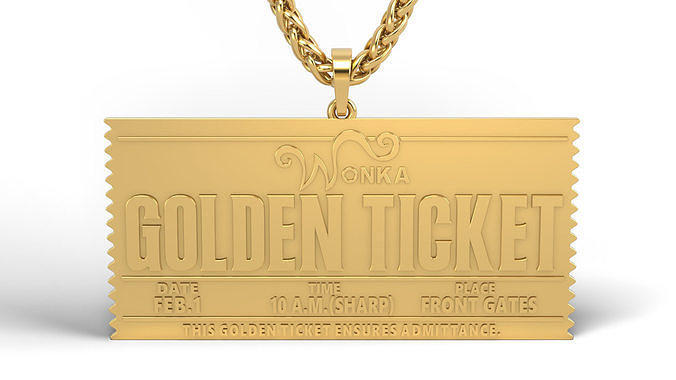 Golden ticket pendant 3D print model