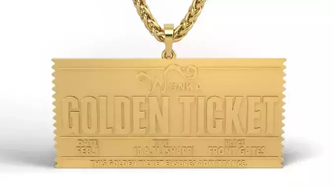 Golden ticket pendant 3D print model