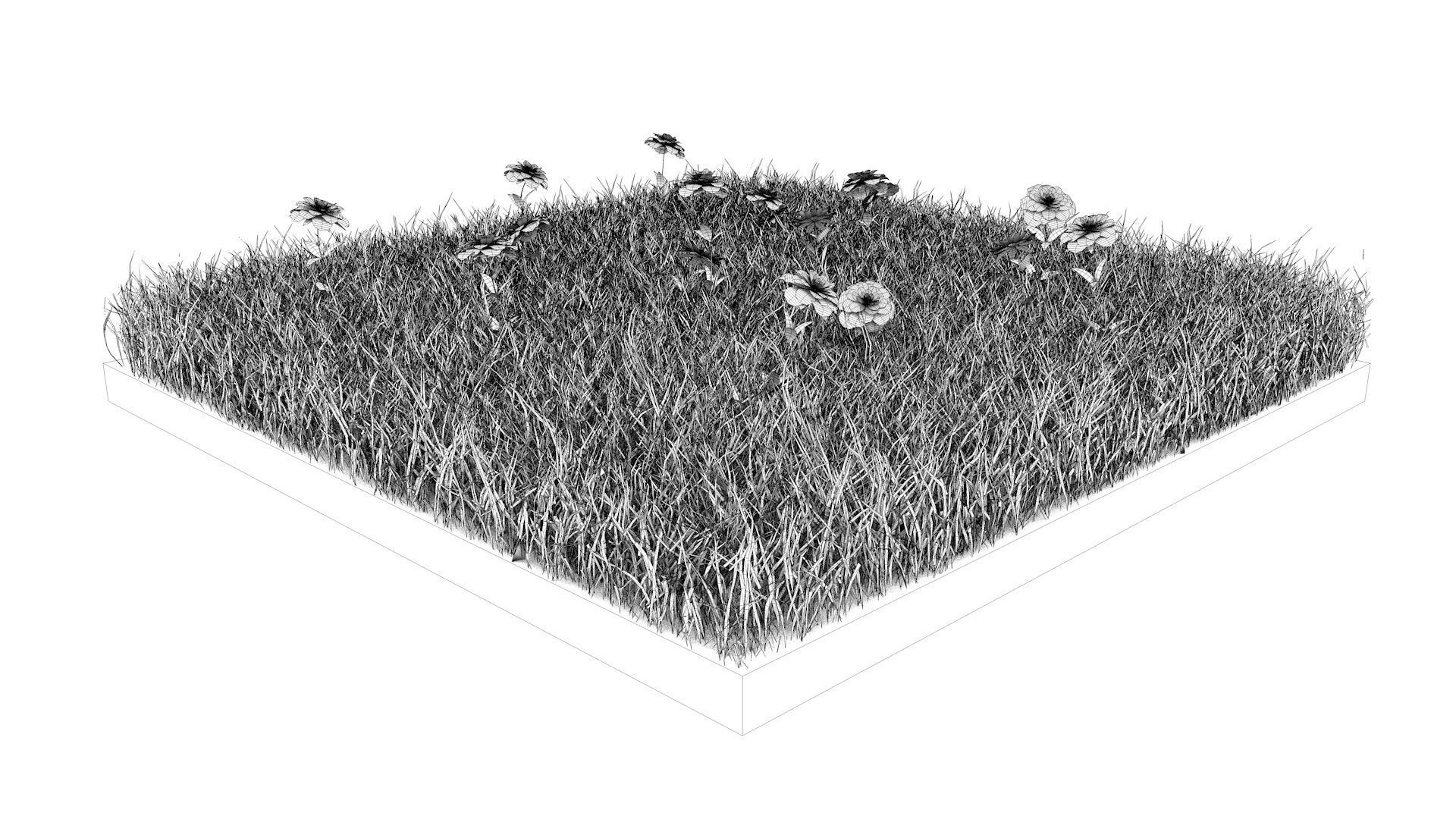 Grass field with flowers 3D model_9