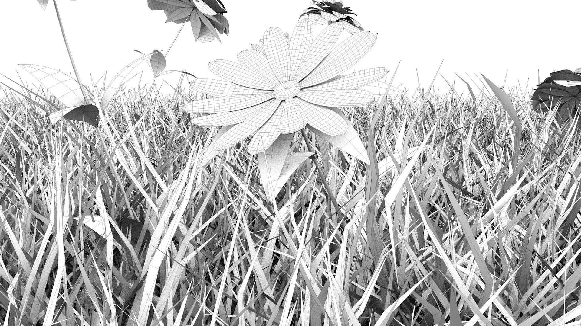 Grass field with flowers 3D model_14