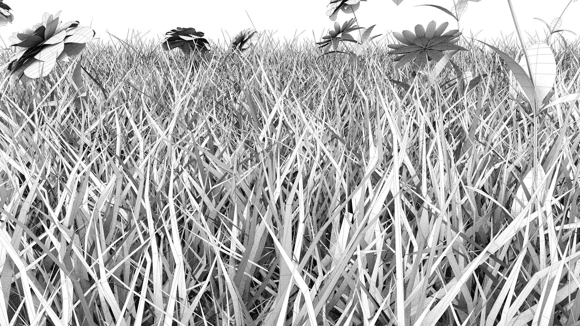 Grass field with flowers 3D model_13