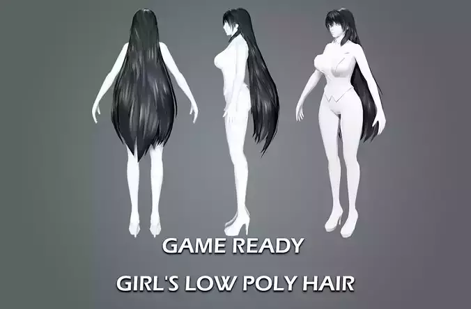 girl hair style 13 Low-poly 3D model