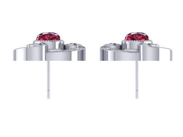 Circle Stone Ruby Earrings 3D print model_3