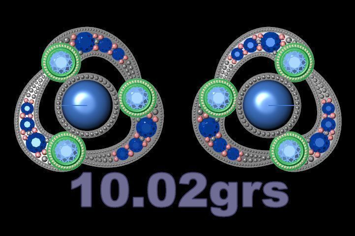 Circle Stone Ruby Earrings 3D print model_4