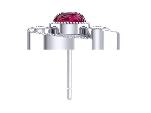 Circle Stone Ruby Earrings 3D print model_2
