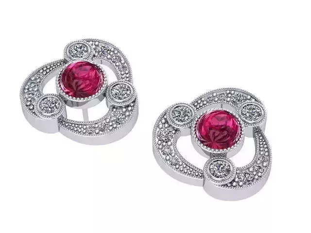 Circle Stone Ruby Earrings