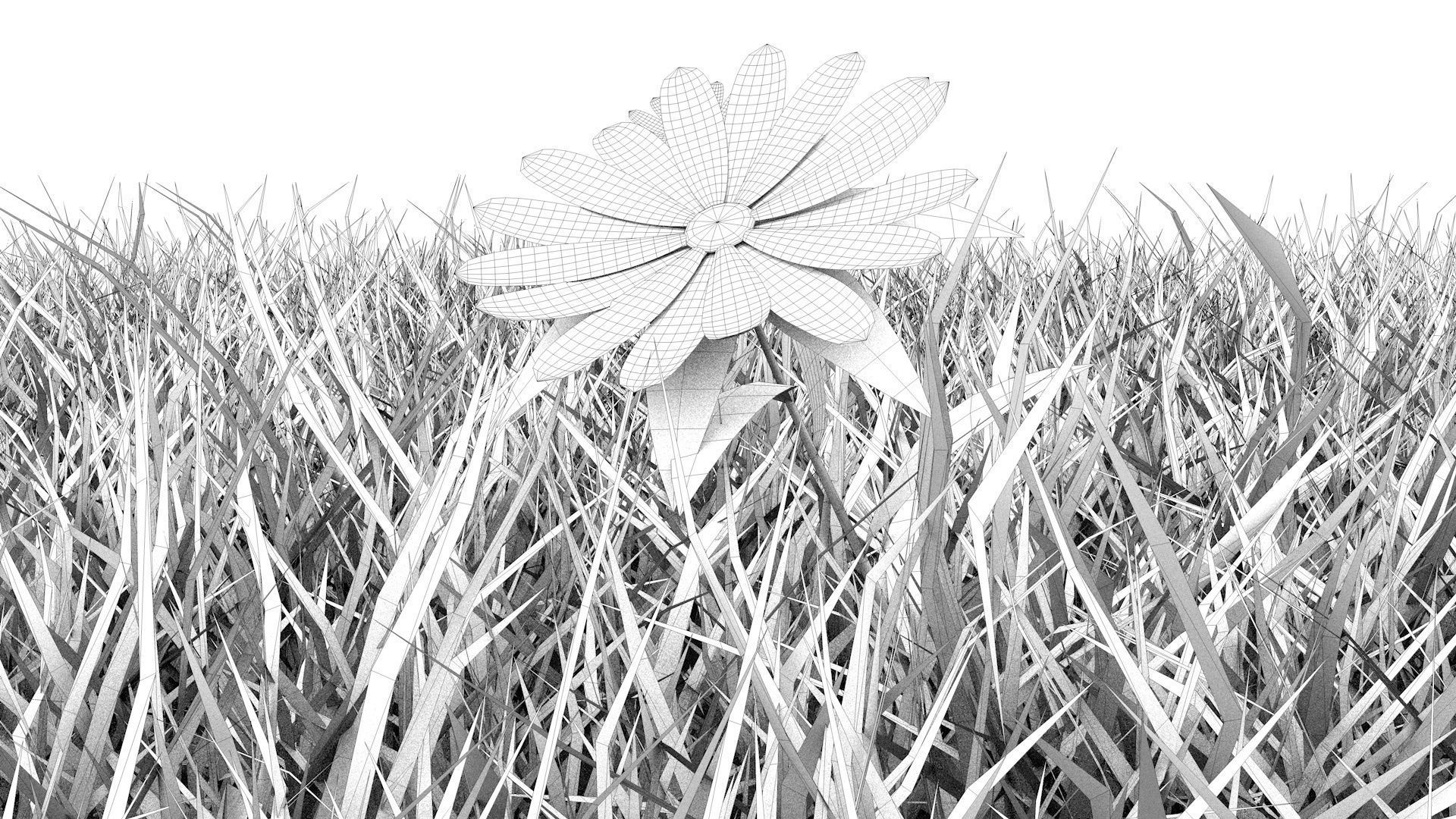 Grass field with golf balls 3D model_12