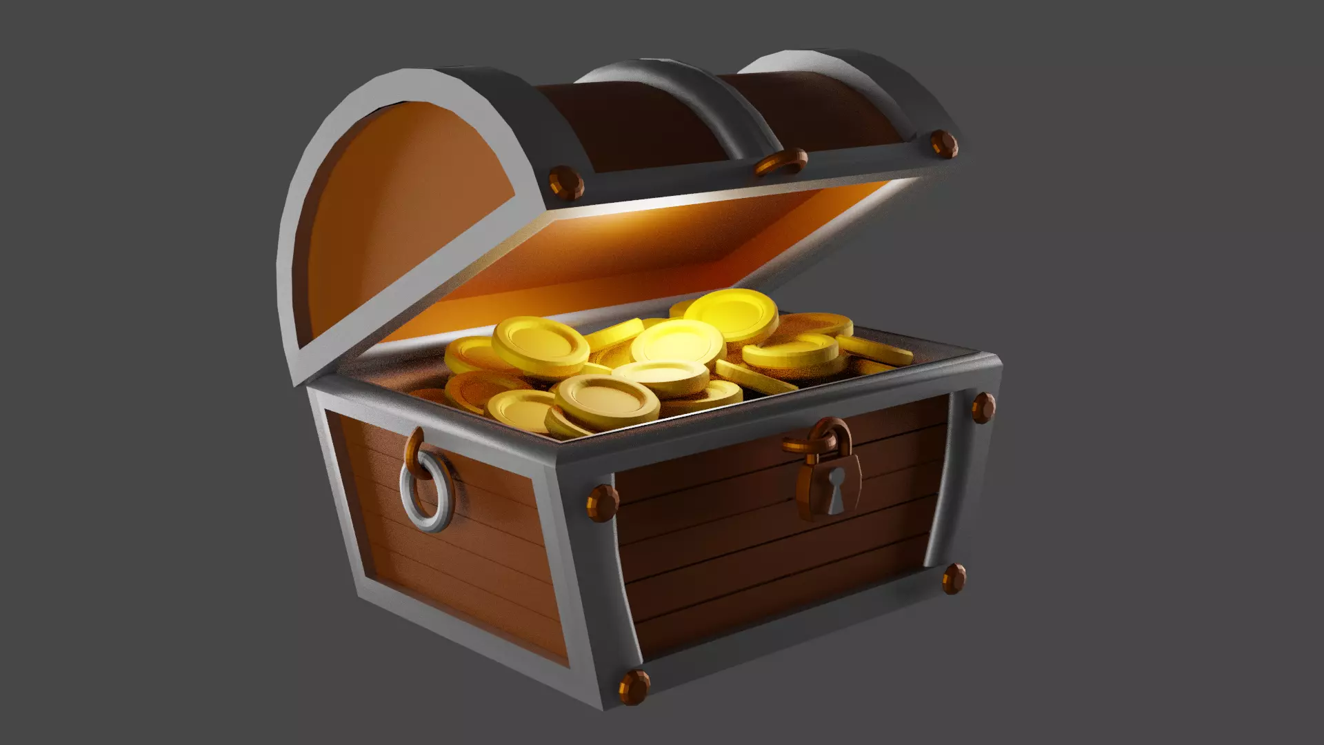 Chestbox chest with gold coins Low-poly 3D model
