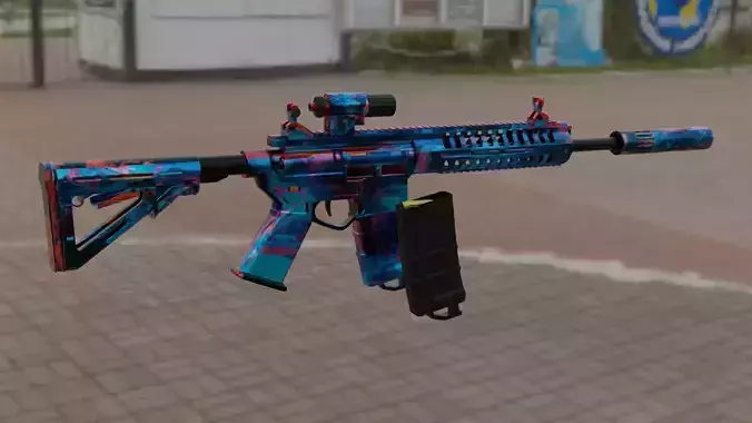 P-416 airsoft rifle with paint job