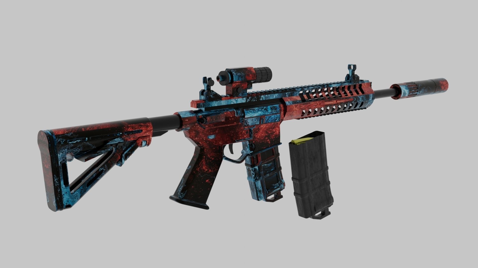 P-416 airsoft rifle with paint job Free low-poly 3D model_6