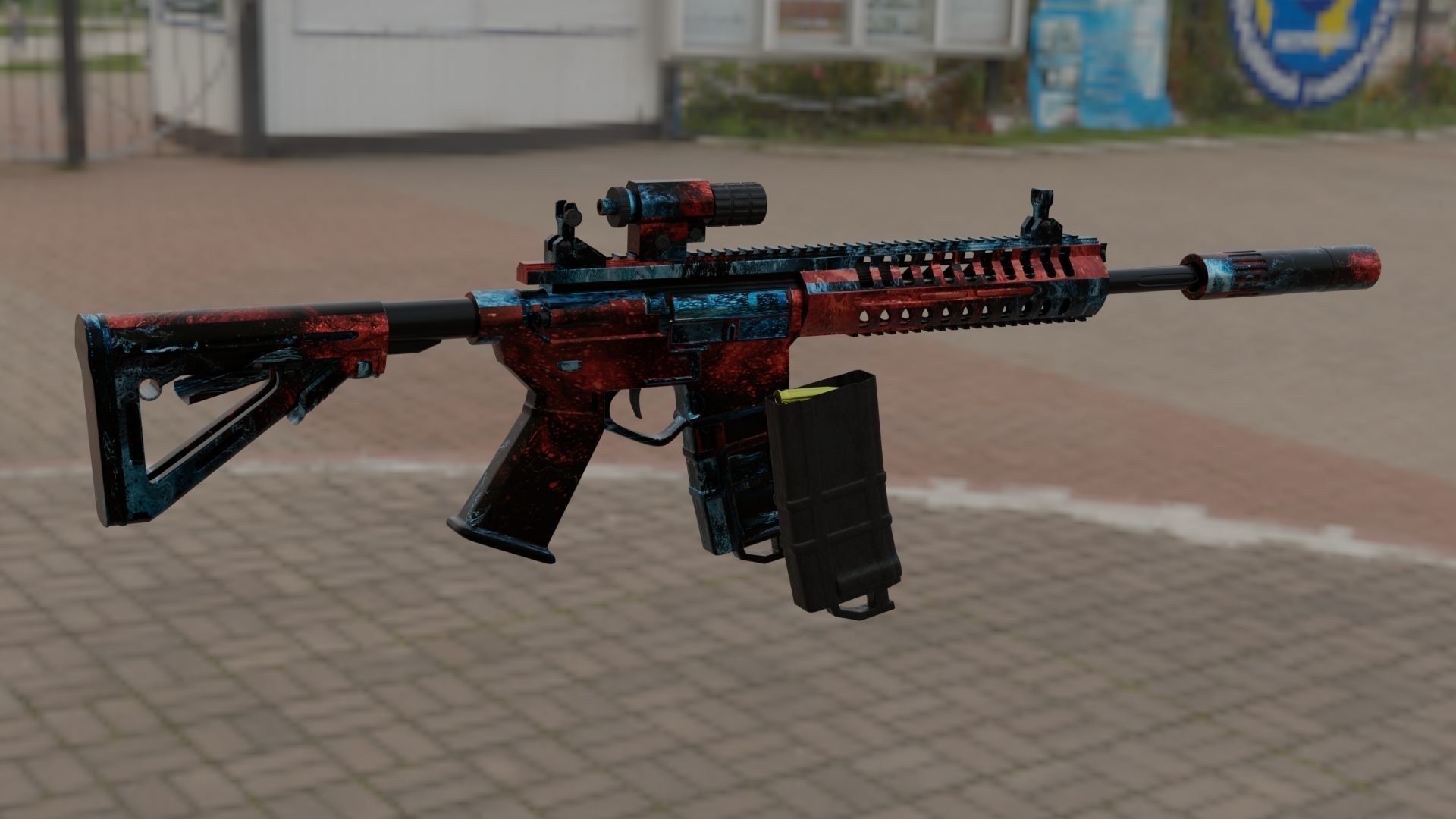 P-416 airsoft rifle with paint job Free low-poly 3D model_3