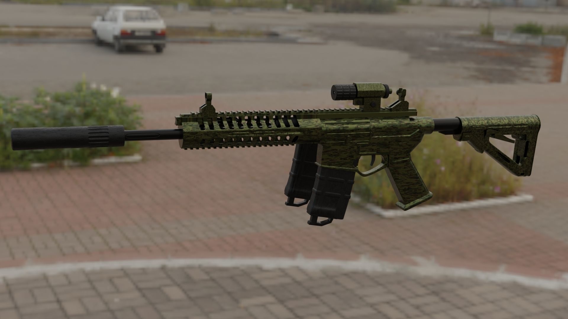 P-416 airsoft rifle with paint job Free low-poly 3D model_5