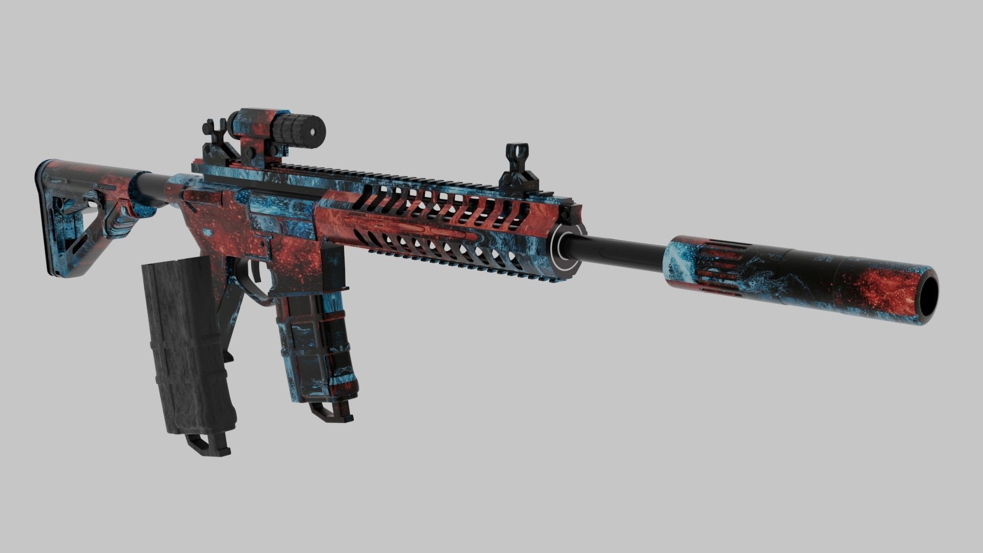 P-416 airsoft rifle with paint job Free low-poly 3D model_2