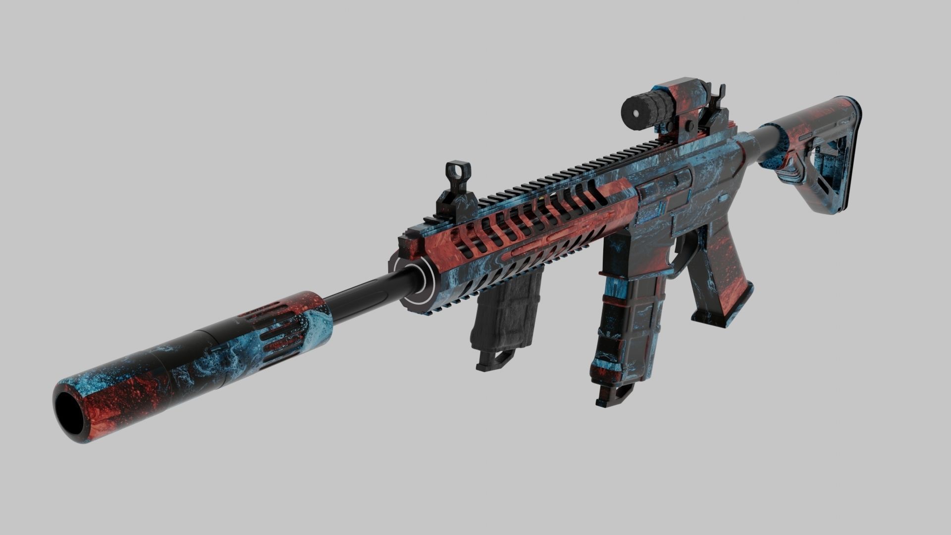 P-416 airsoft rifle with paint job Free low-poly 3D model_9