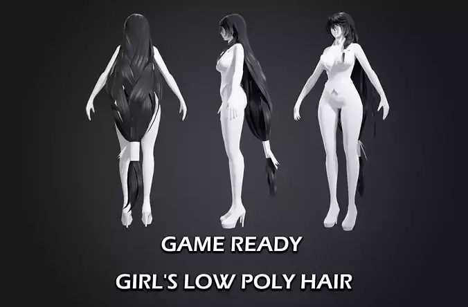 girl hair style 15 Low-poly 3D model