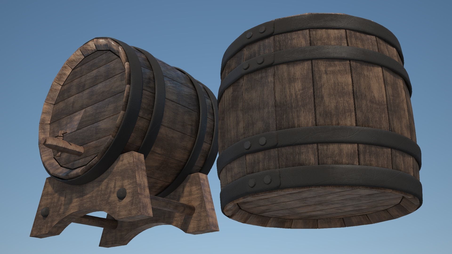 Wood Wine Barrel 3D model_19