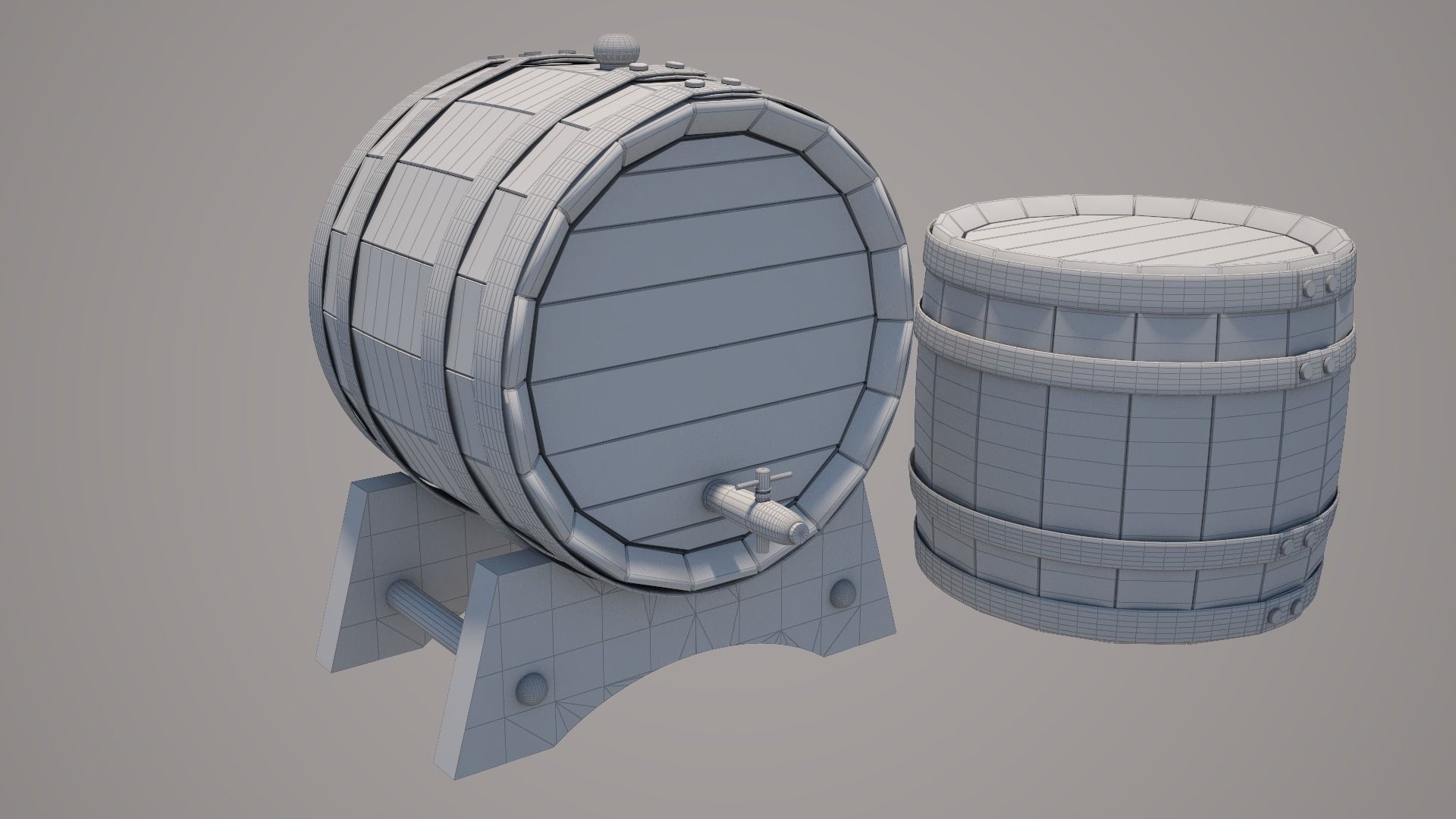 Wood Wine Barrel 3D model_21