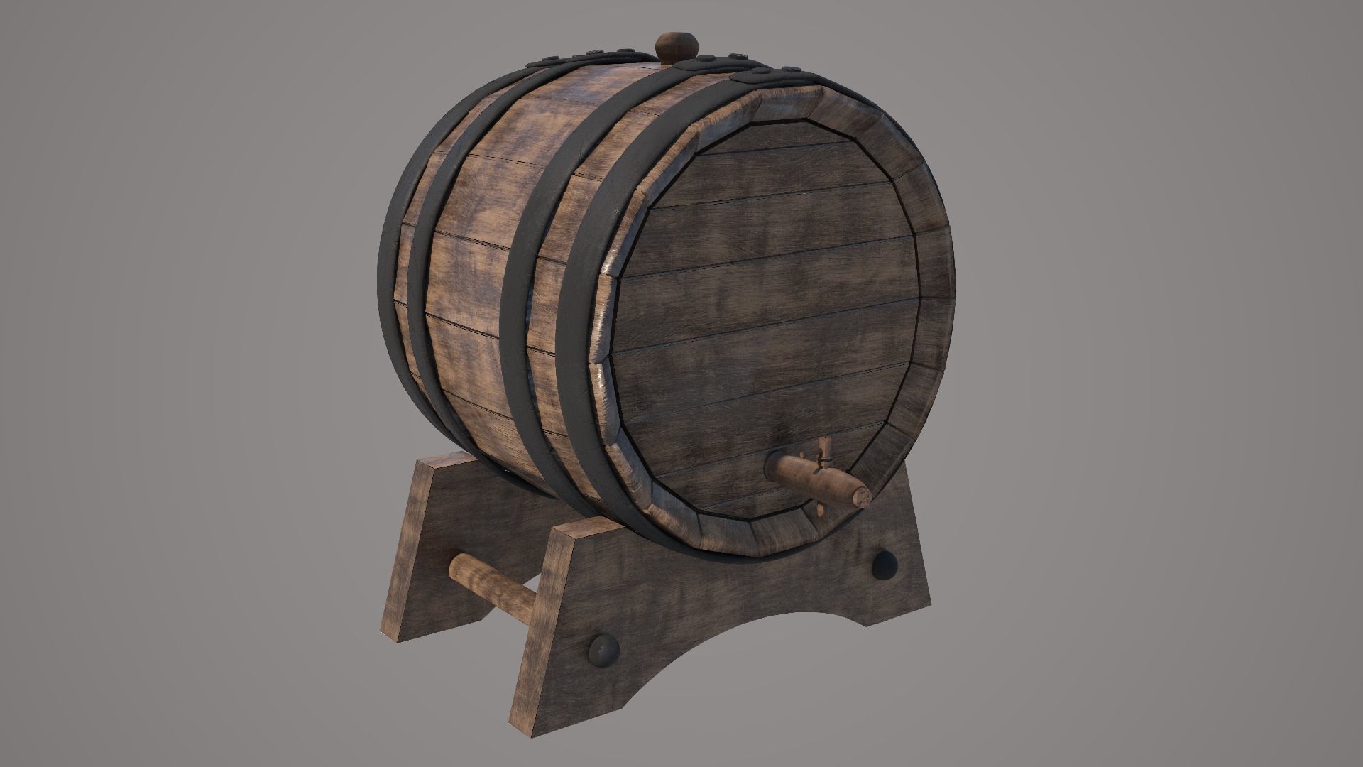 Wood Wine Barrel 3D model_12