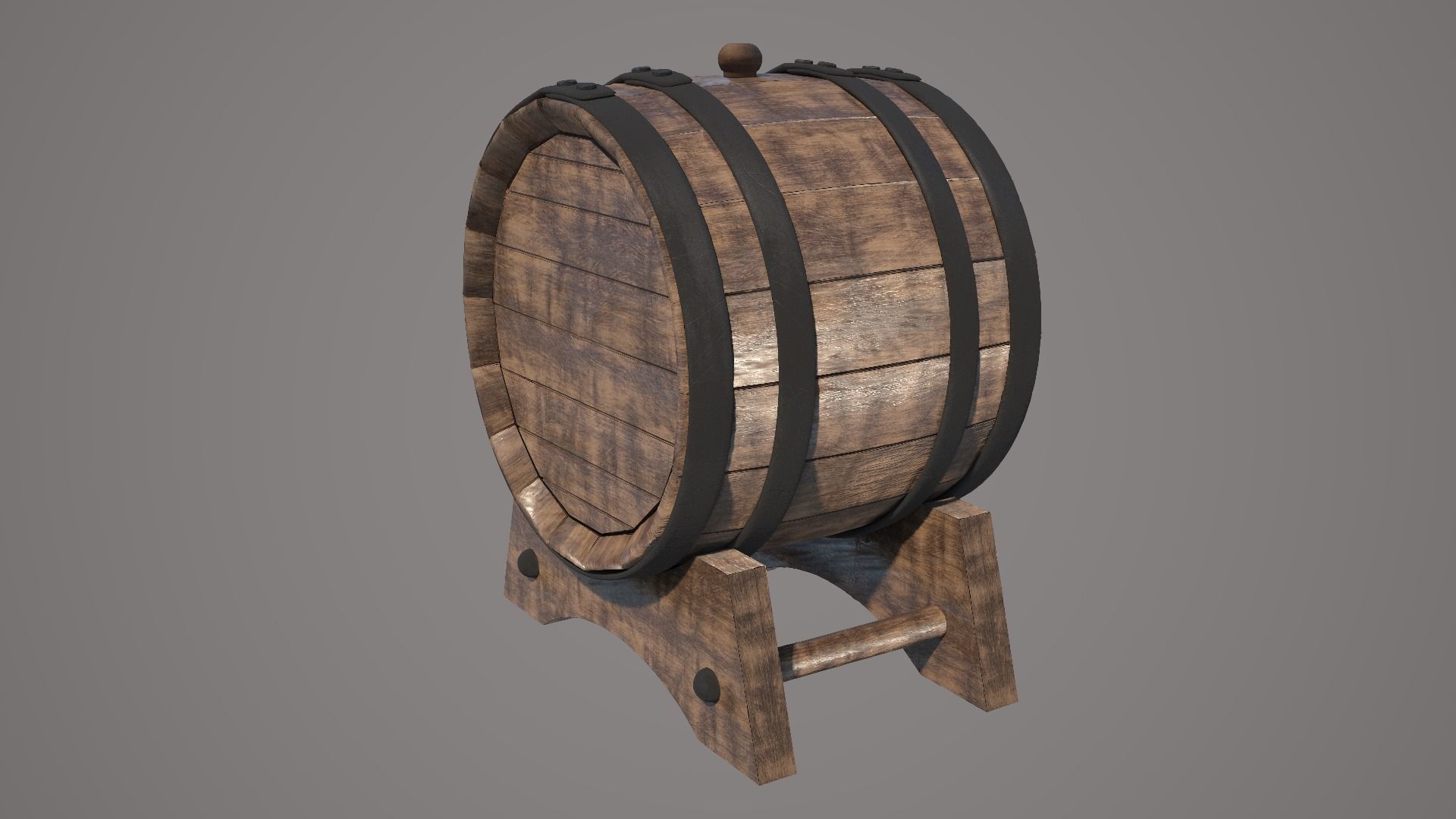 Wood Wine Barrel 3D model_17