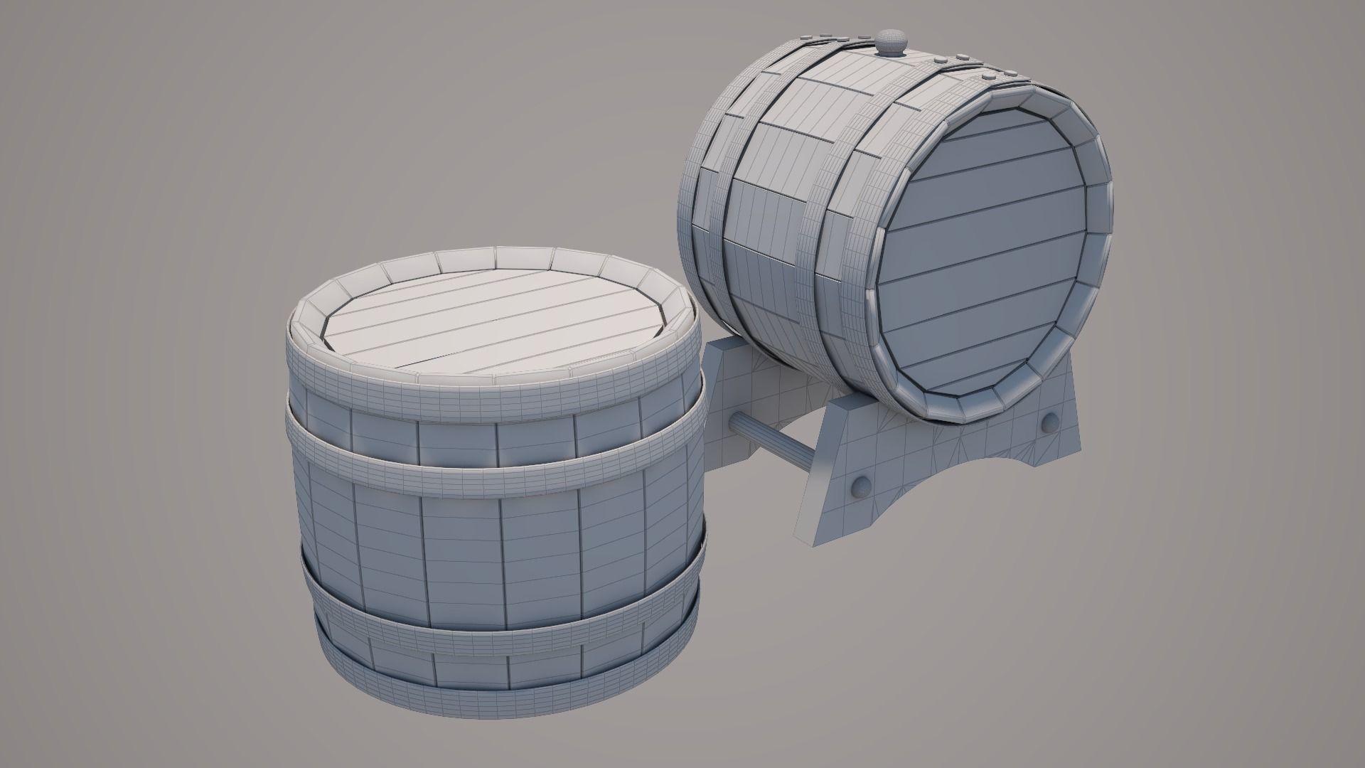 Wood Wine Barrel 3D model_22