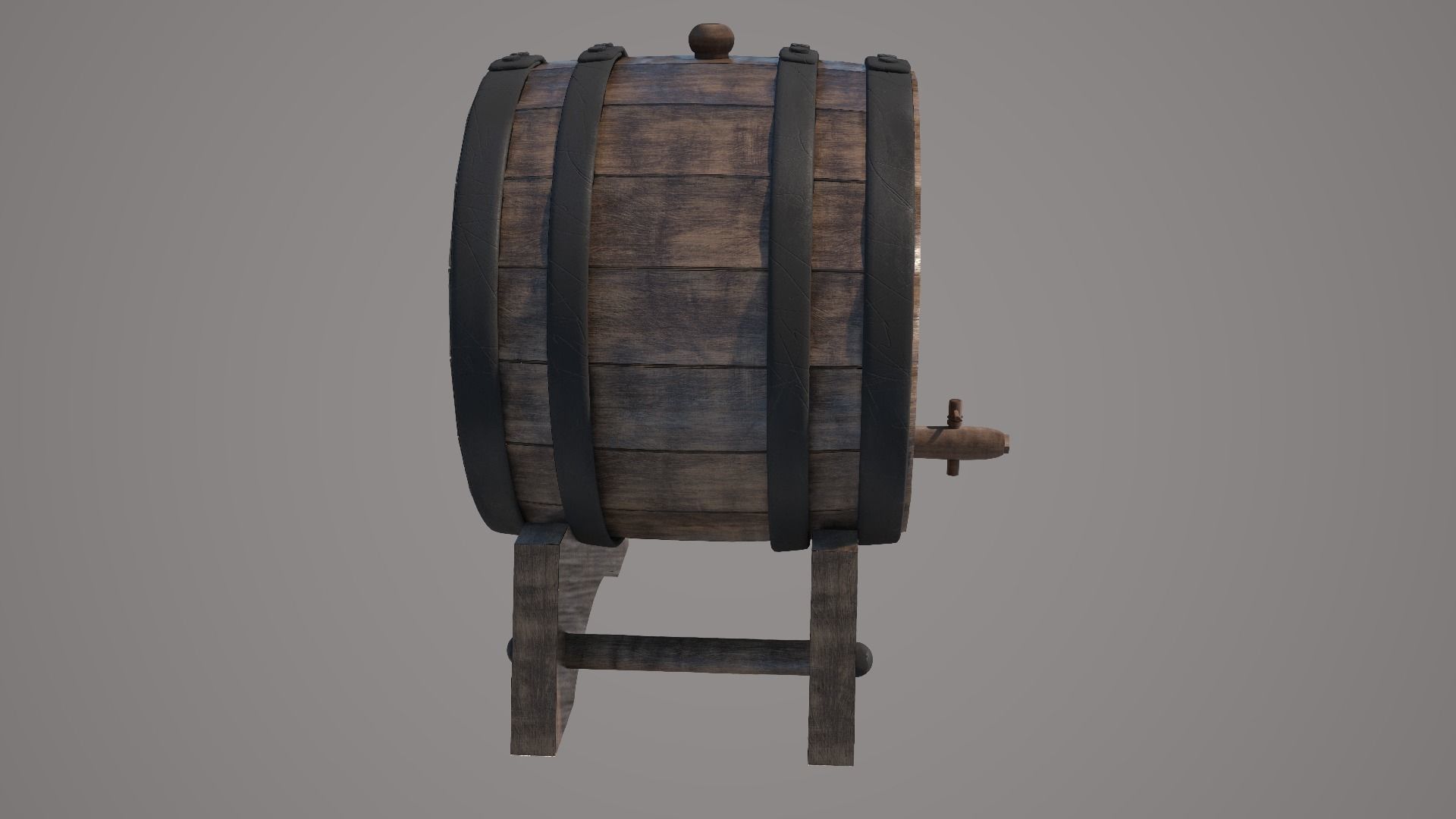 Wood Wine Barrel 3D model_5