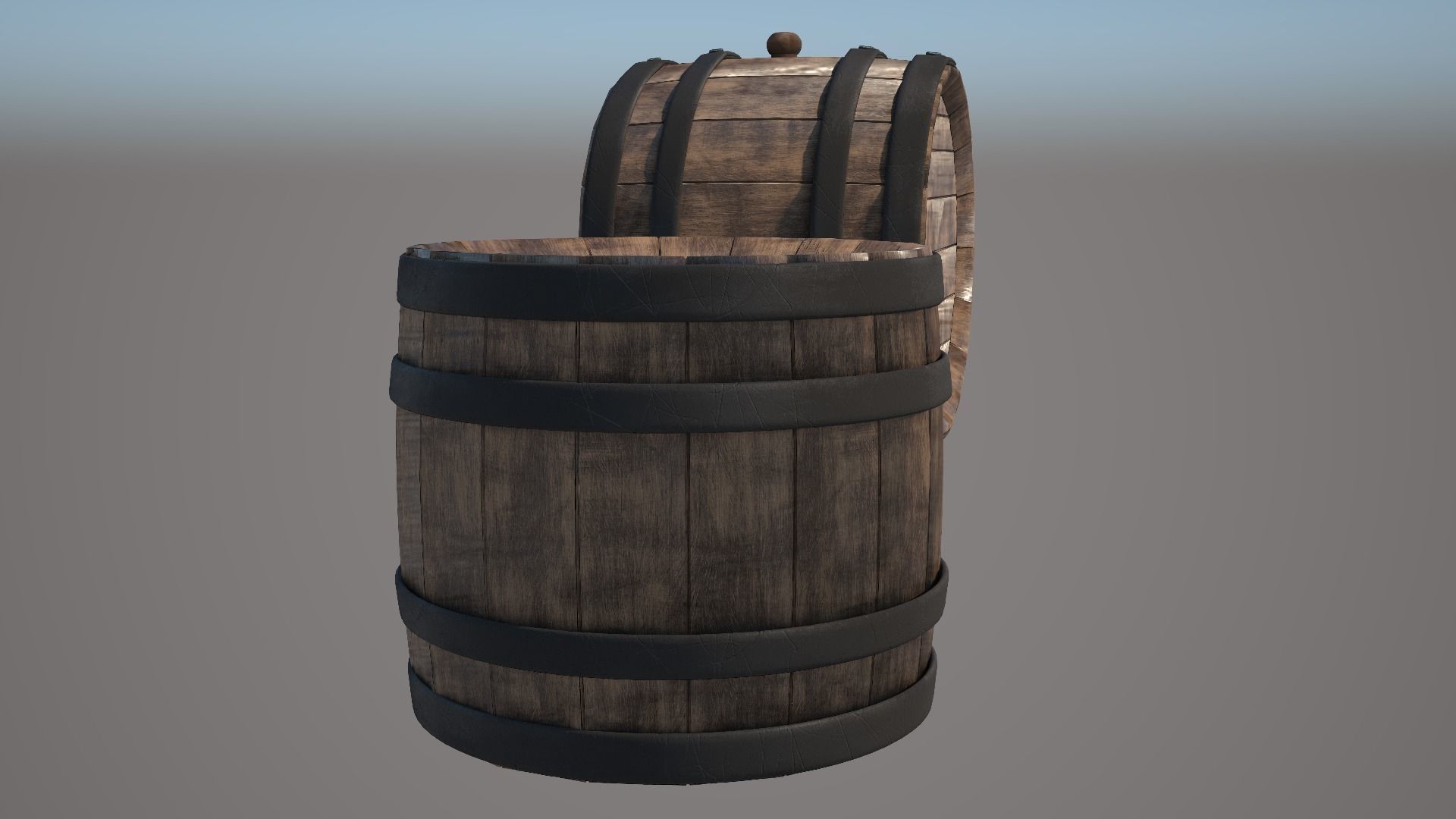 Wood Wine Barrel 3D model_8