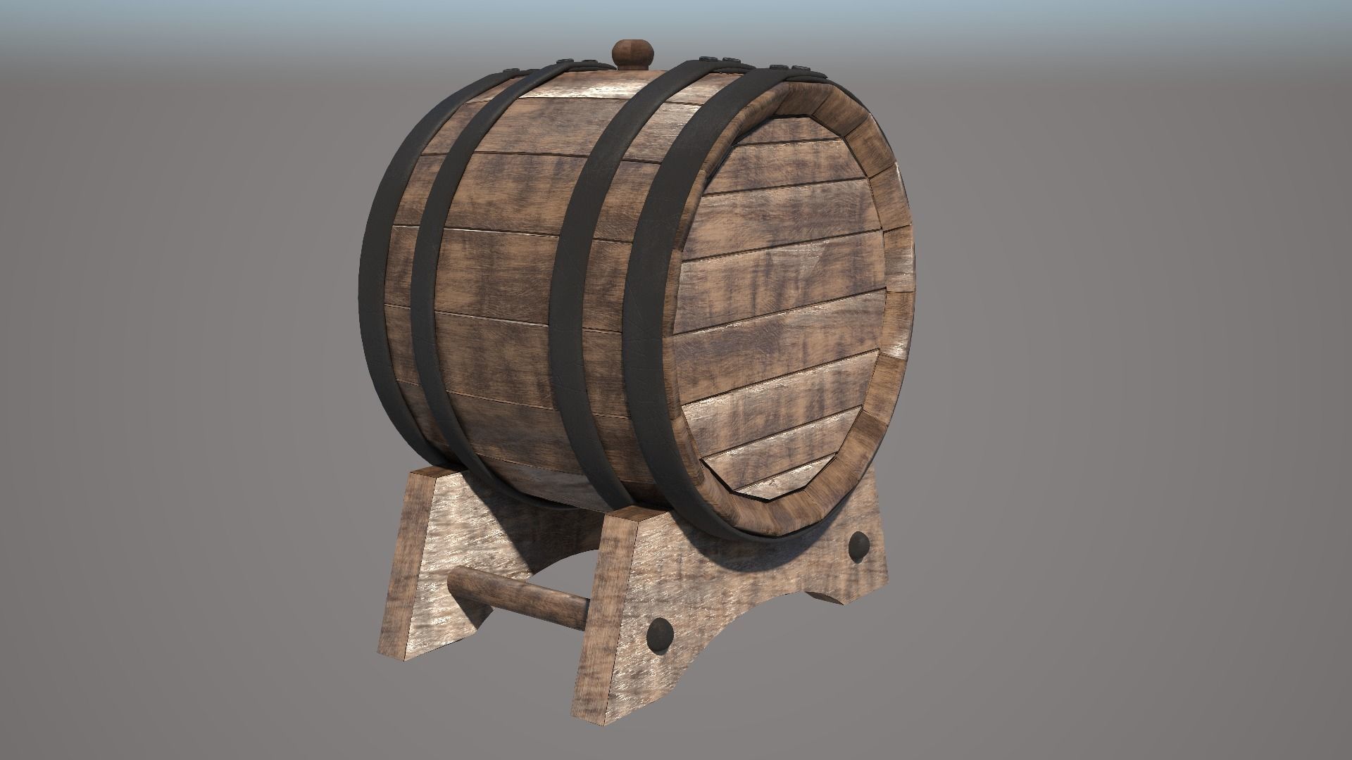 Wood Wine Barrel 3D model_16