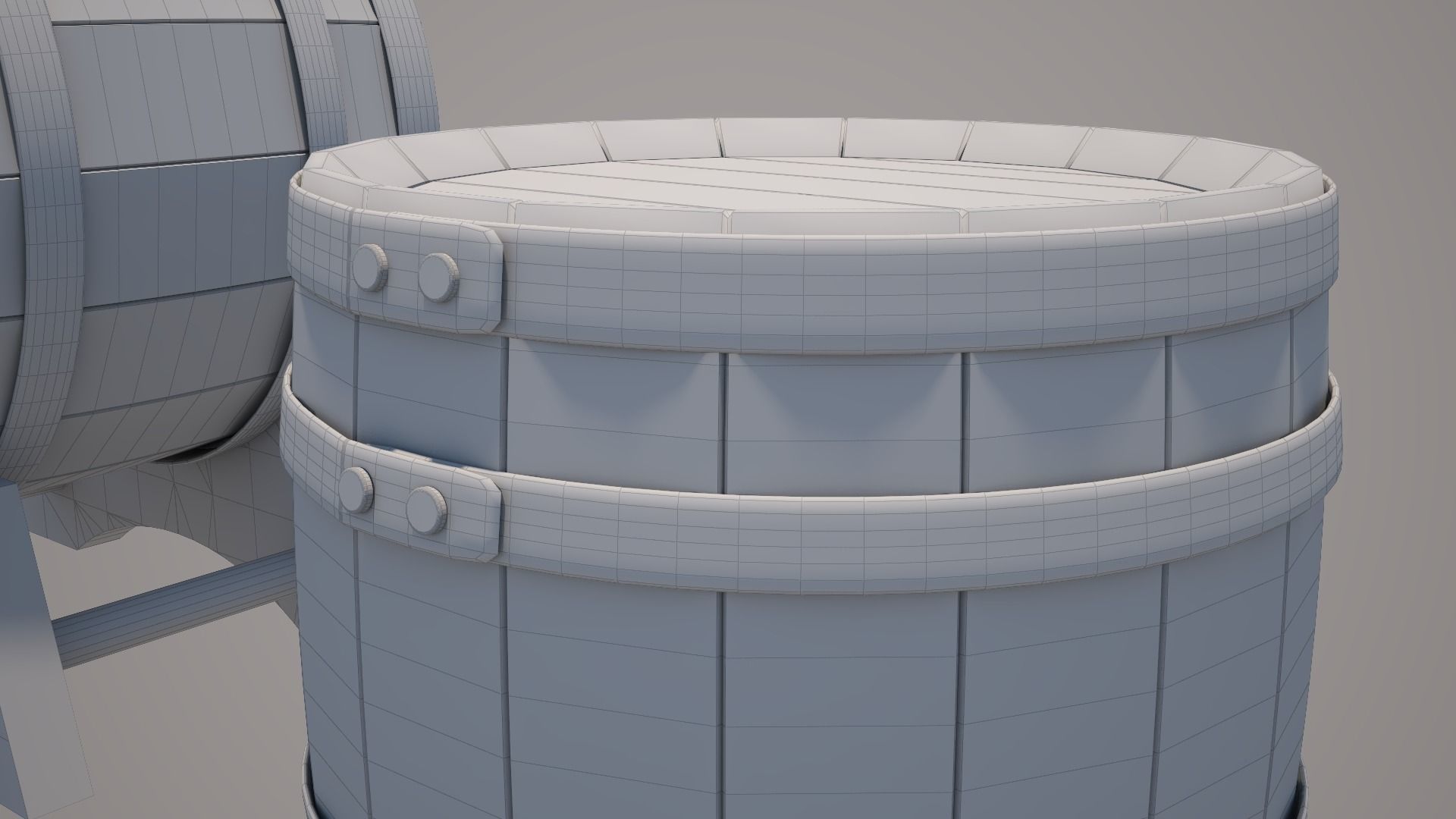 Wood Wine Barrel 3D model_23