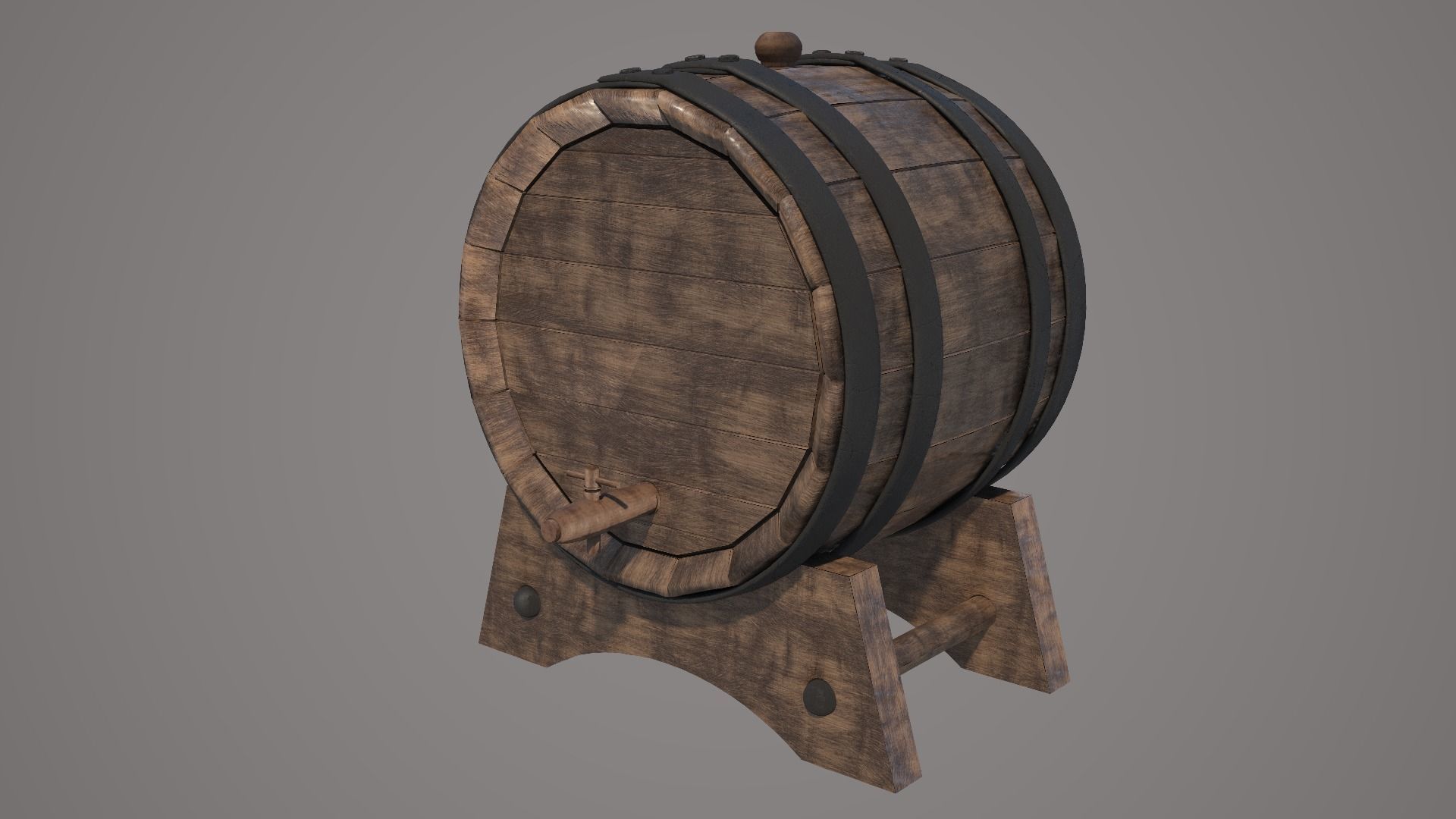 Wood Wine Barrel 3D model_18