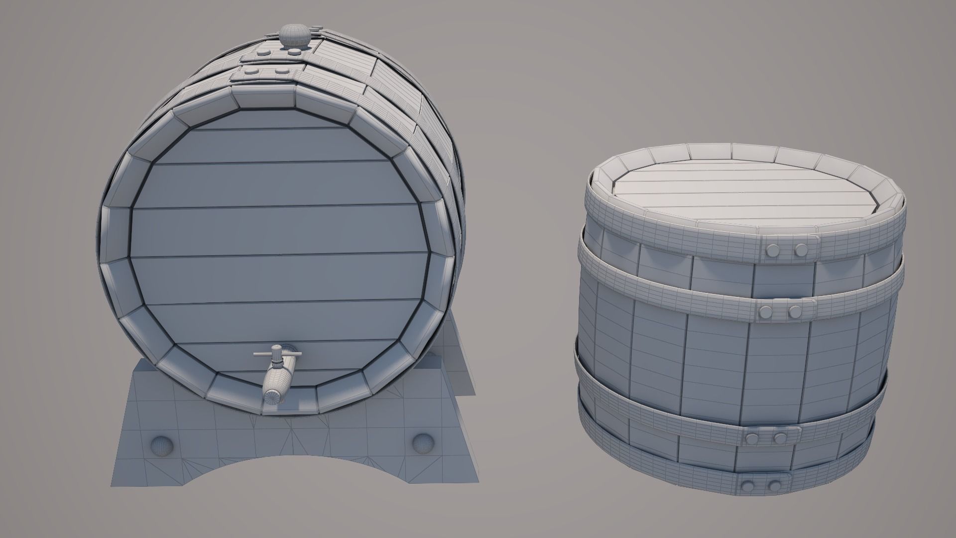 Wood Wine Barrel 3D model_24